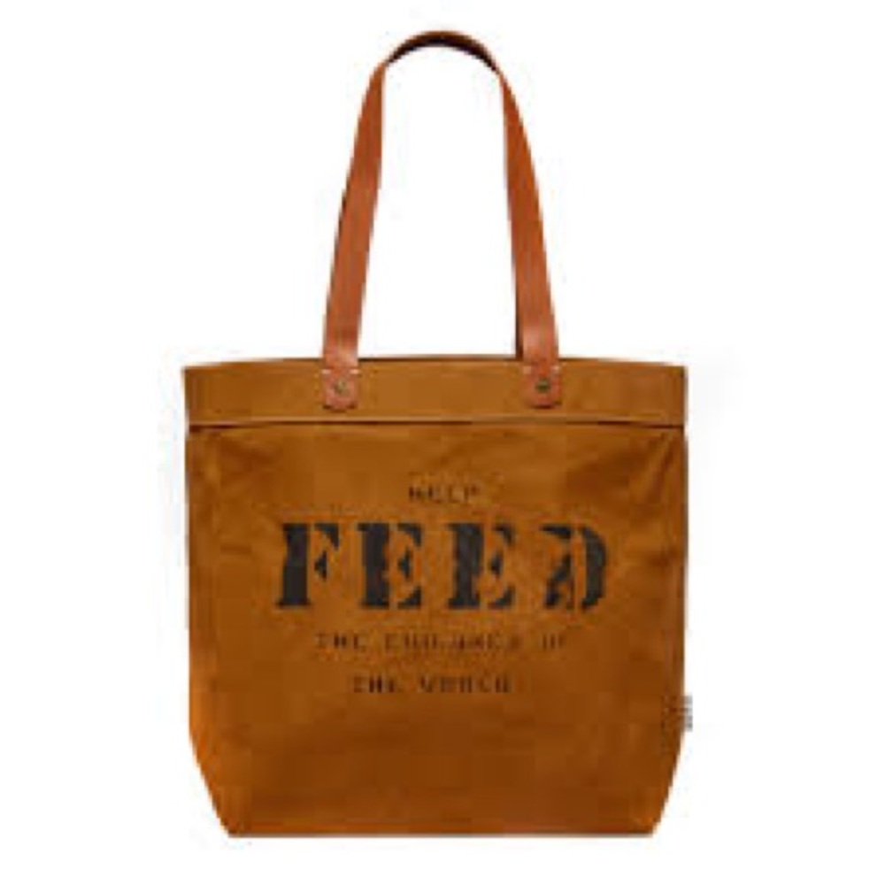 FEED Project Canvas Market Tote with Leather Straps